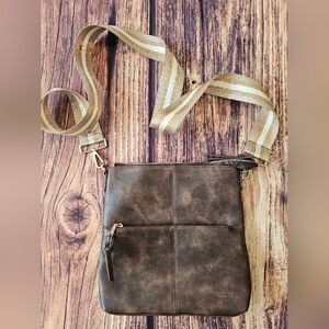 Westbronco Boho Square Crossbody Bag w/ PomPom London Adjustable Striped Strap